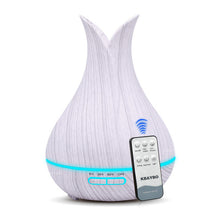 Charger l'image dans la galerie, KBAYBO Humidificateur d’air 400 ml avec télécommande Diffuseur d’huile purificateur d’air aromatique à grain de bois blanc 7 couleurs options lampe pour la maison